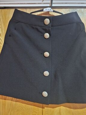 kate spade Black Mini Skirt with Decorative Buttons
